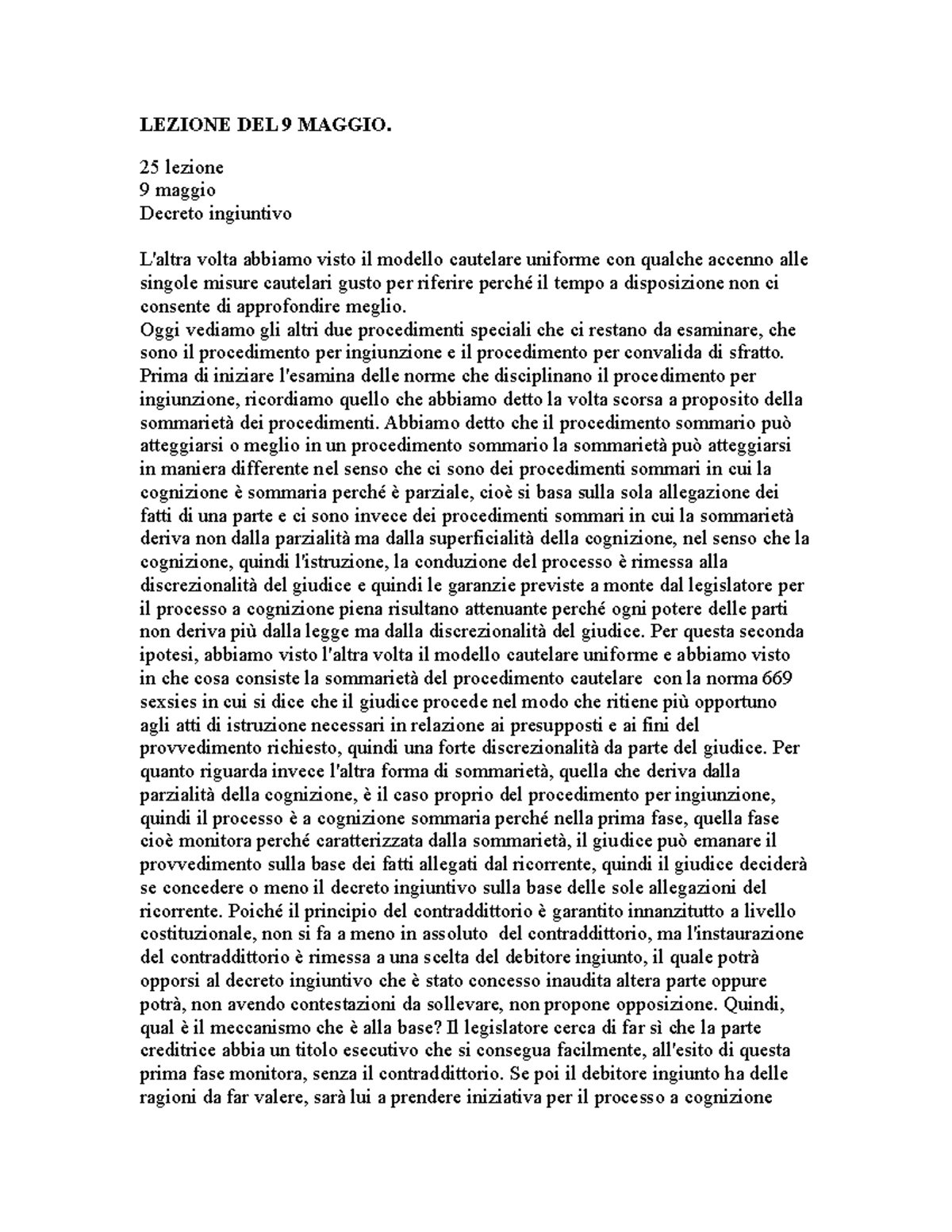 Decreto Ingiuntivo Lezione Del Maggio Lezione Maggio Decreto