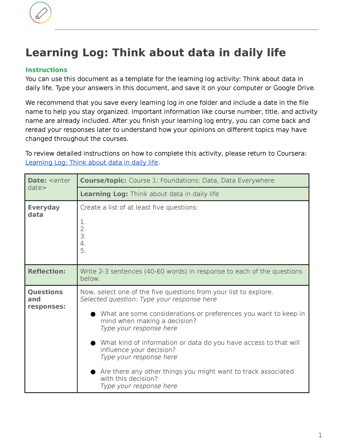 learning-log-template-think-about-data-in-daily-life-studocu