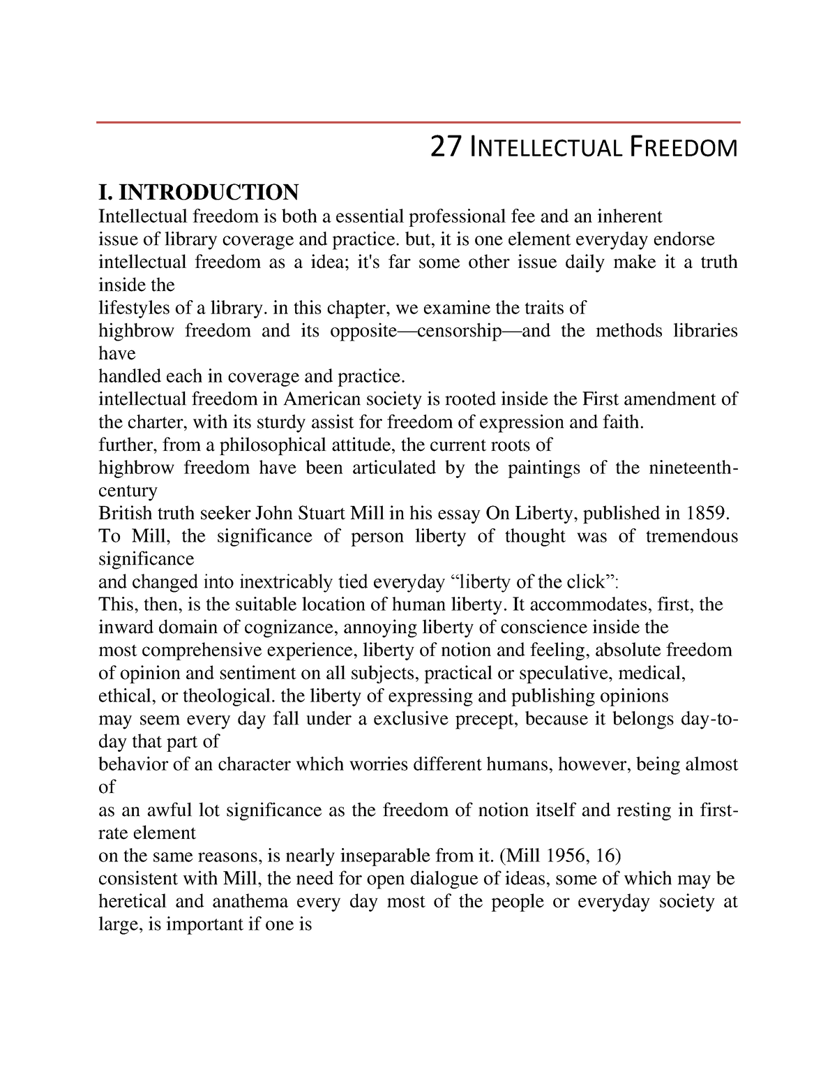 intellectual freedom essay example