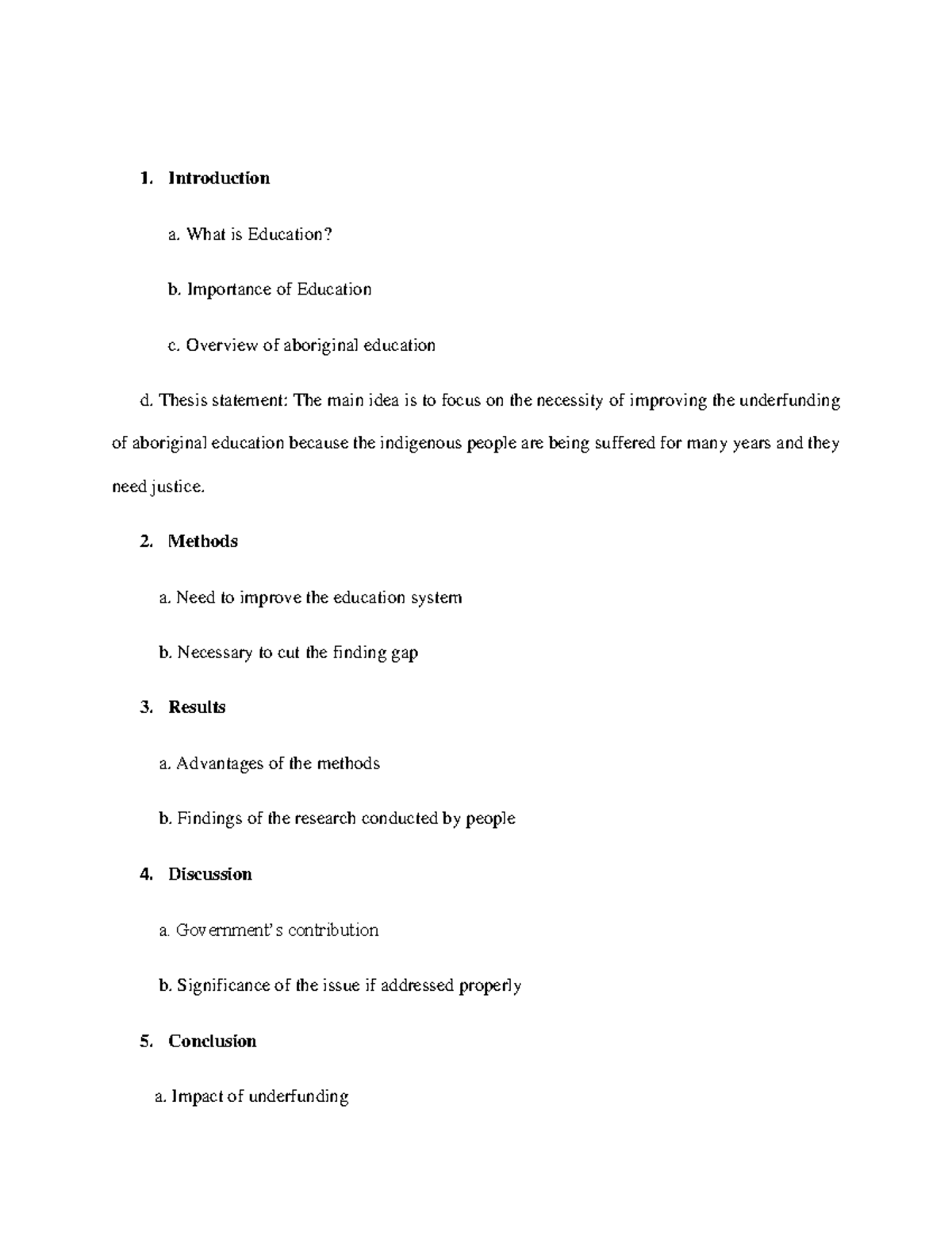 Research paper outline - 1. Introduction a. What is Education? b ...