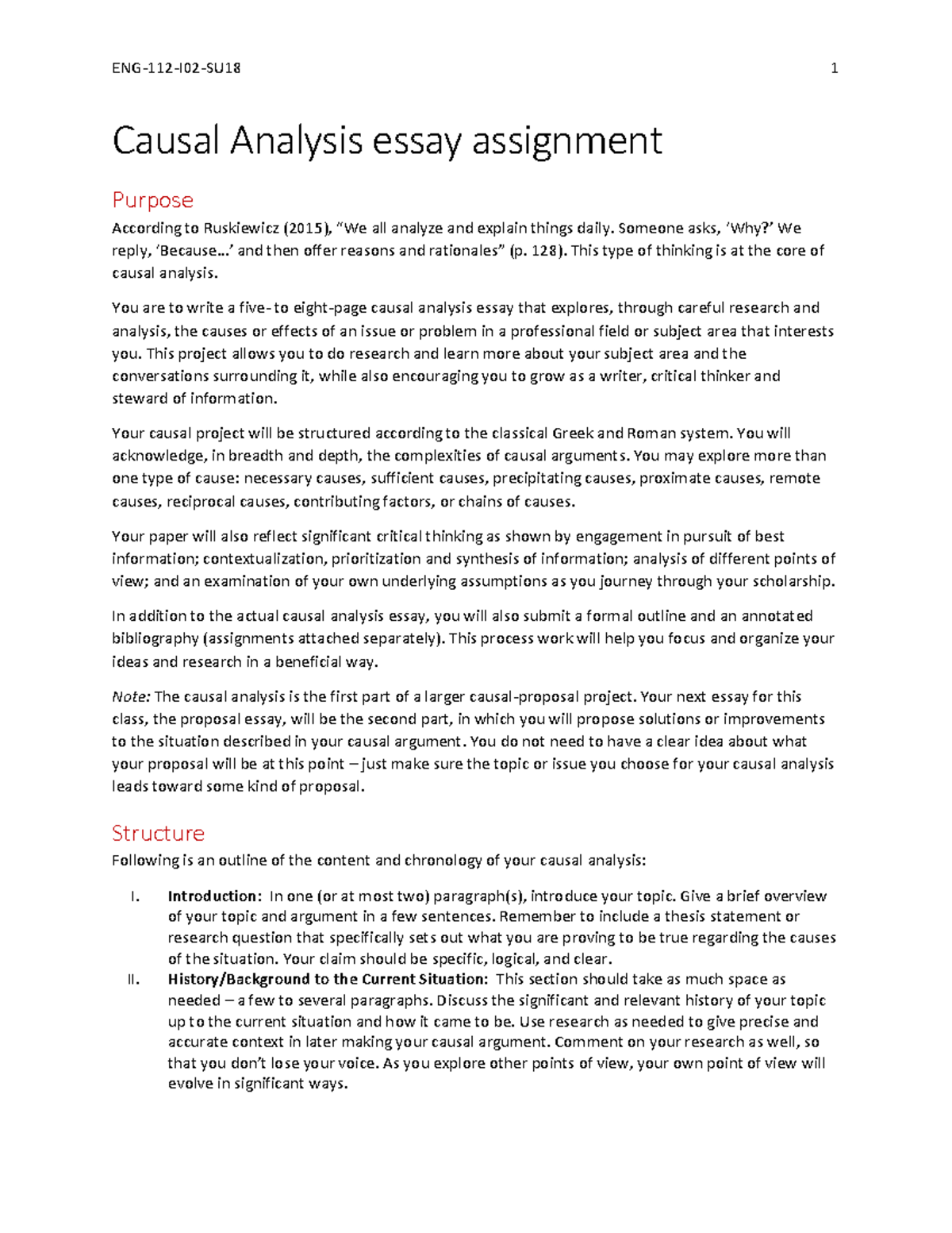 causal analysis essay structure