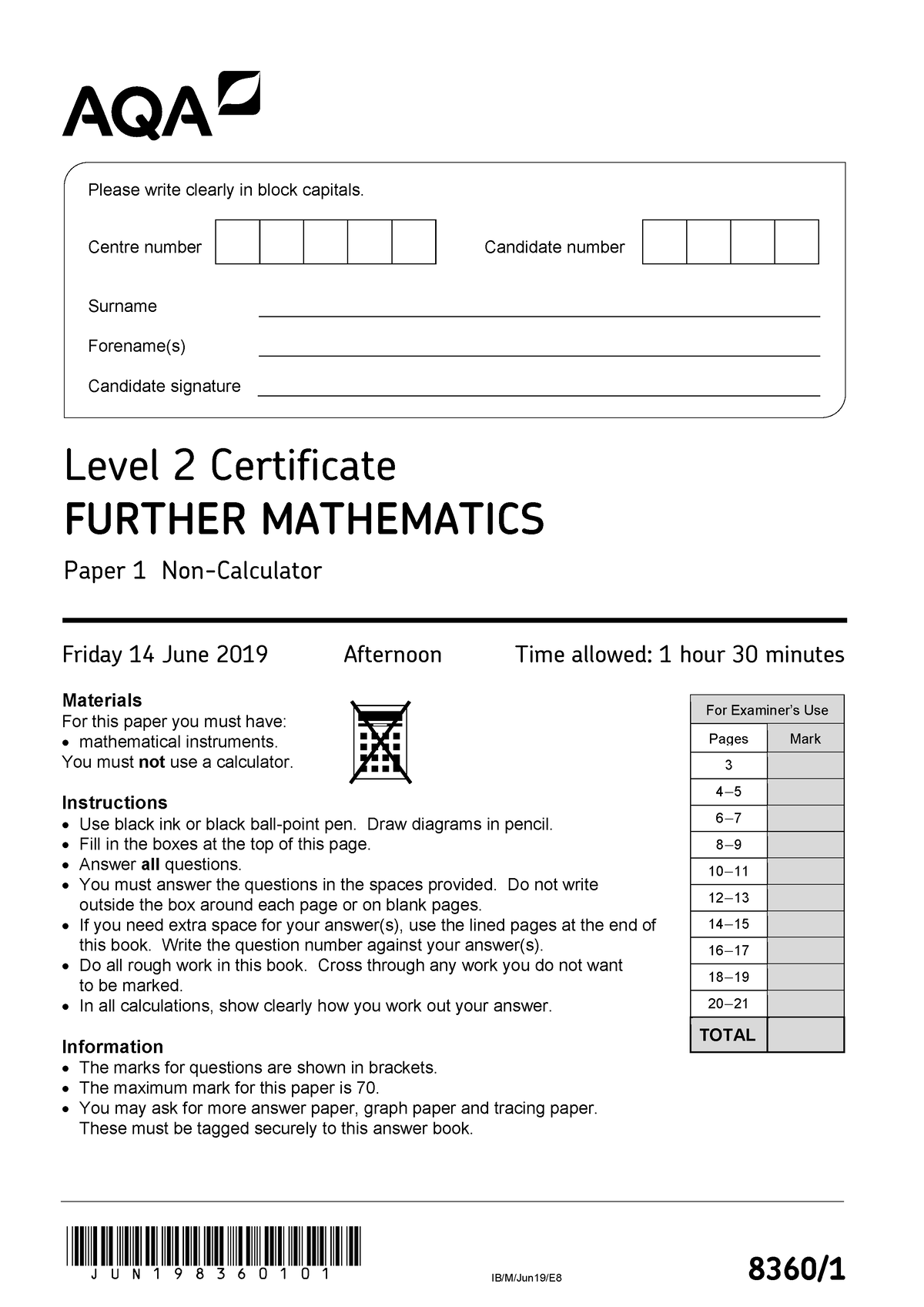AQA 83601 QP JUN19 - Mmmmmmmmm - Jun198360101 IB/M/Jun19/E 8 8360/ For ...