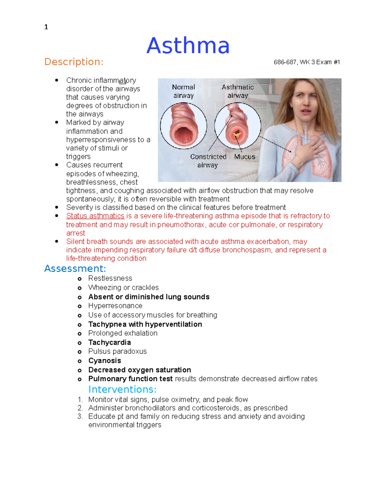 Asthma - completed - 1 Description: Chronic inflammatory disorder of ...