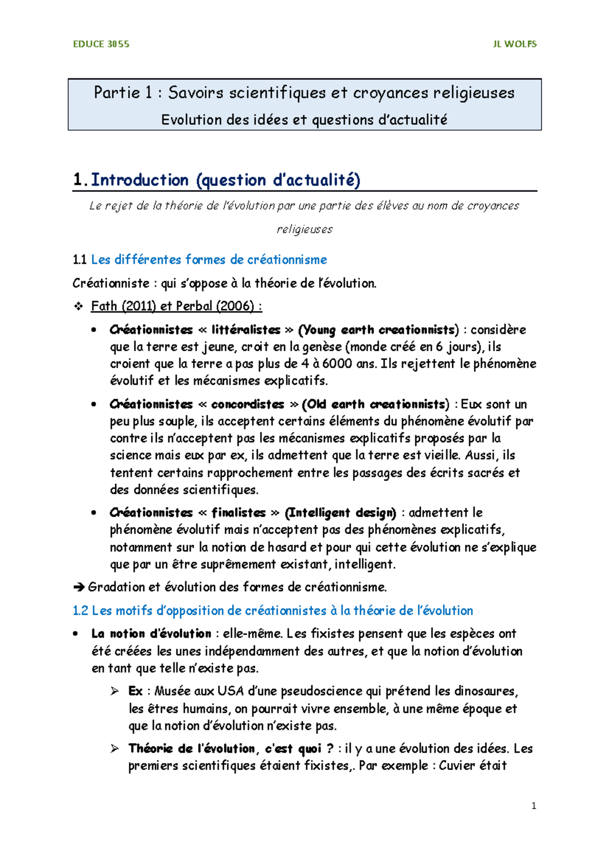 Notes de cours - Partie 1 : Savoirs scientifiques et croyances ...