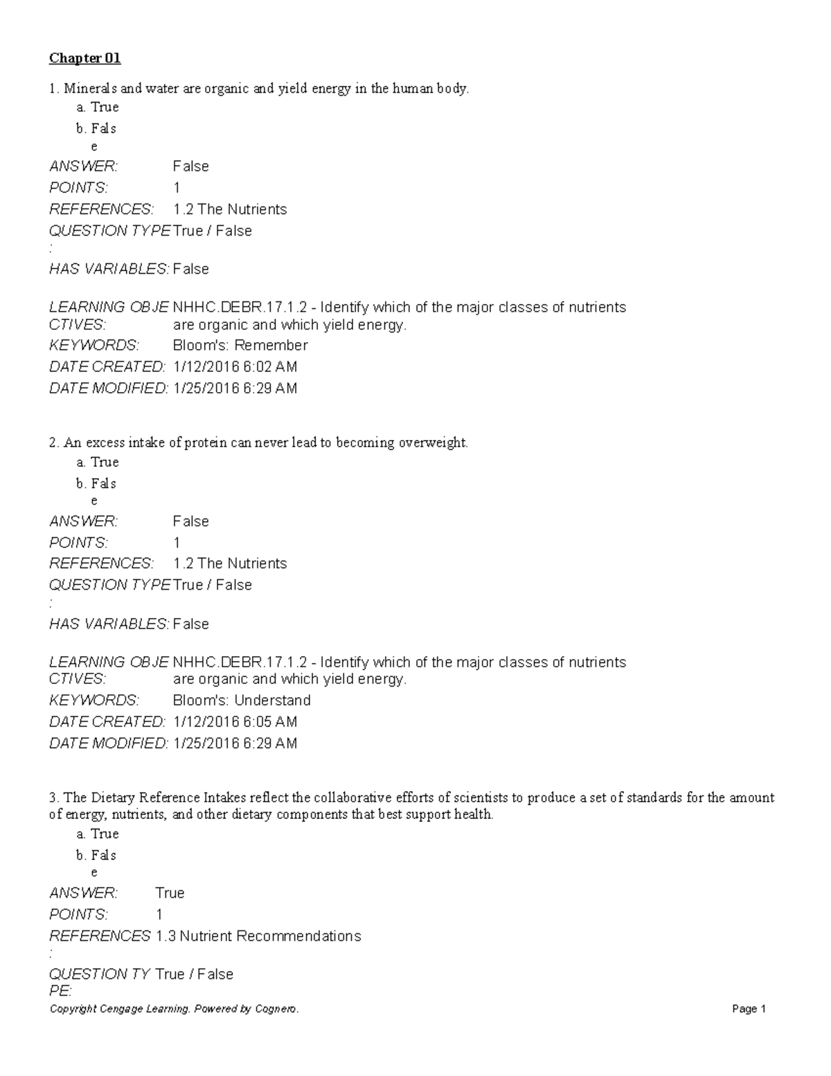Chapter 01 Textbook Testbank for Advanced Nutrition Minerals and