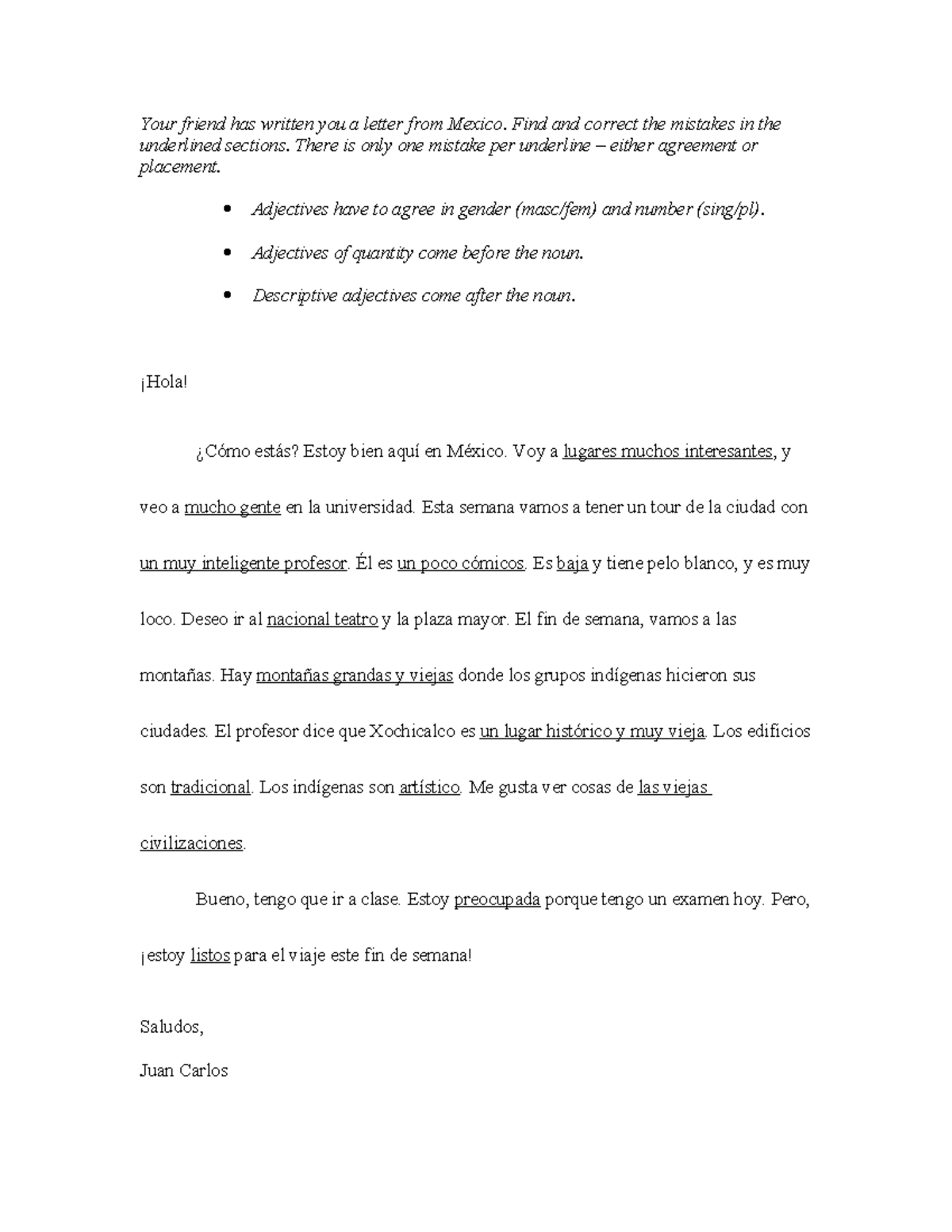 Adjective+Mexico+letter - Your friend has written you a letter from ...