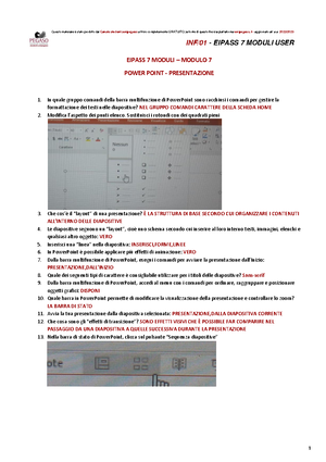 Eipass 7 Moduli USER - Modulo 6 ( Excel – Foglio DI Calcolo) - INF/01 ...