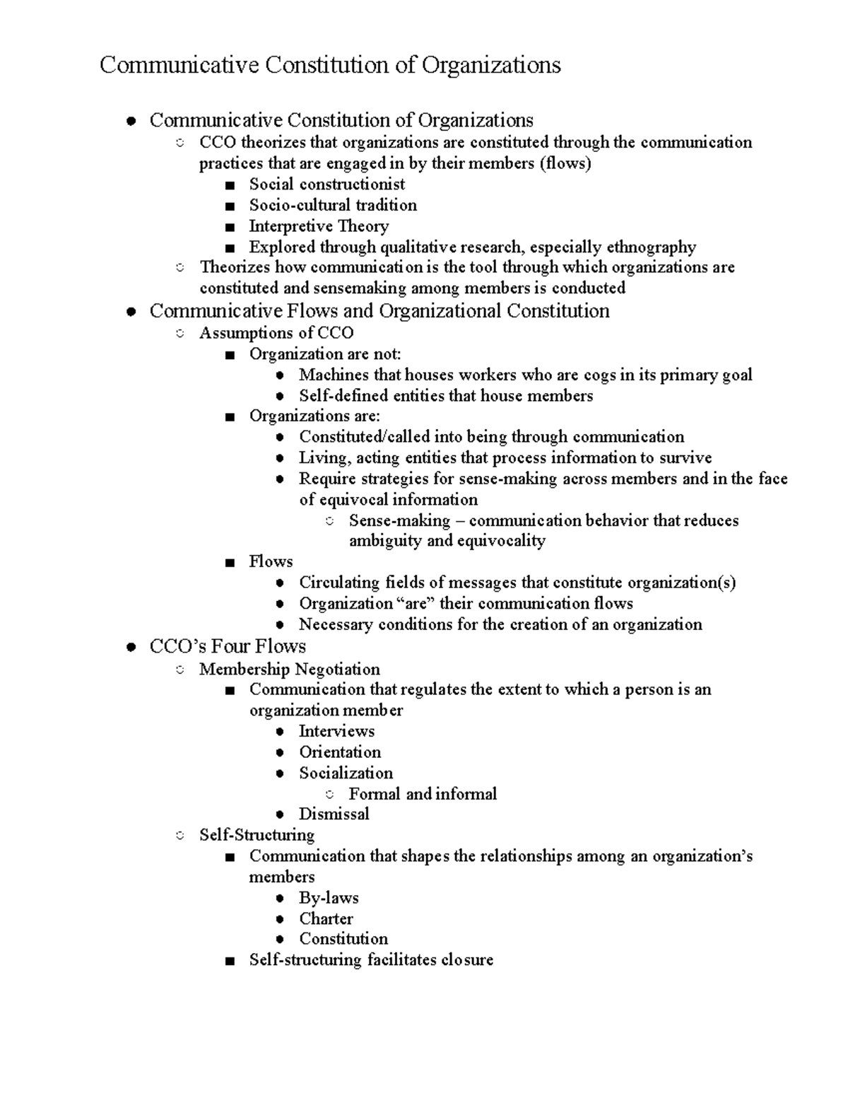 Comm 2020 Lecture Notes Chapter 20 - Communicative Constitution of ...