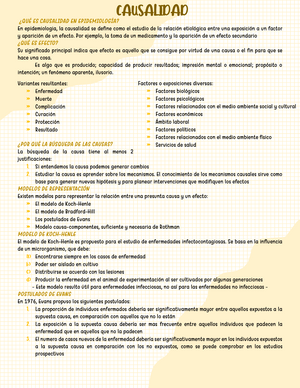 Causalidad - Apuntes Unidad II - ¿QUÉ ES CAUSALIDAD EN EPIDEMIOLOGÍA? En  epidemiologia, la - Studocu