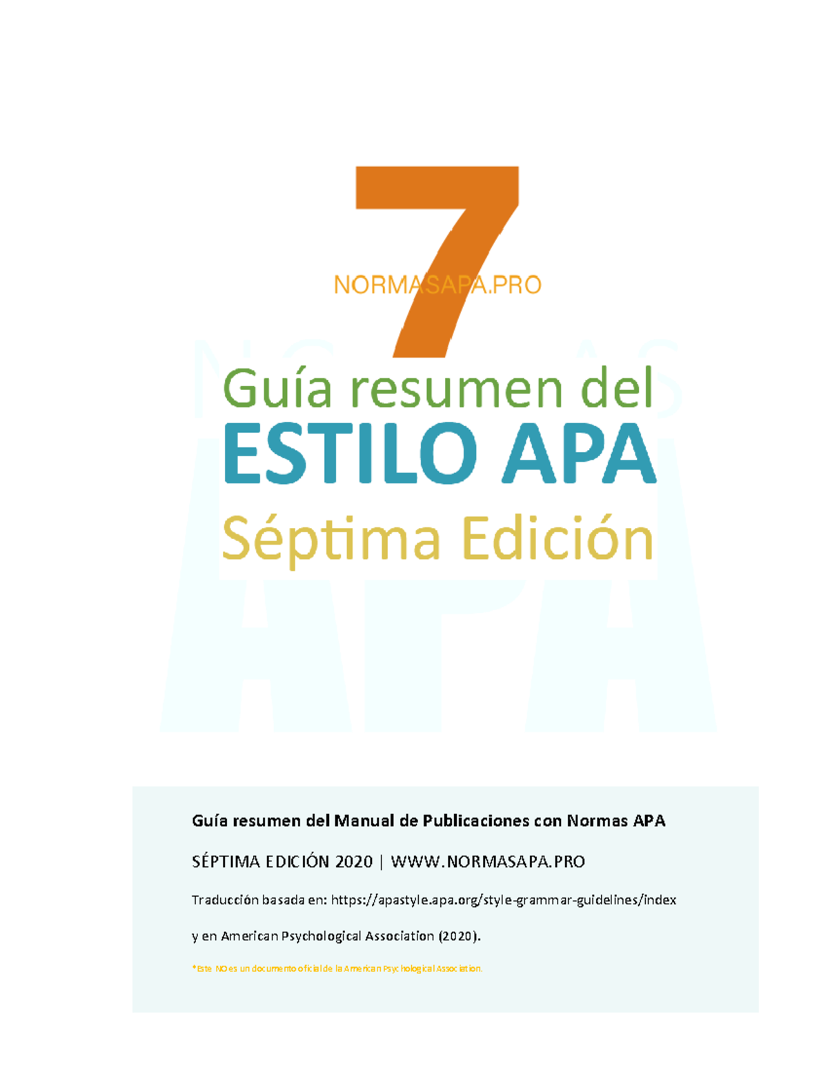 Normas Apa 7ma Séptima Edición Guía Resumen Del Manual De