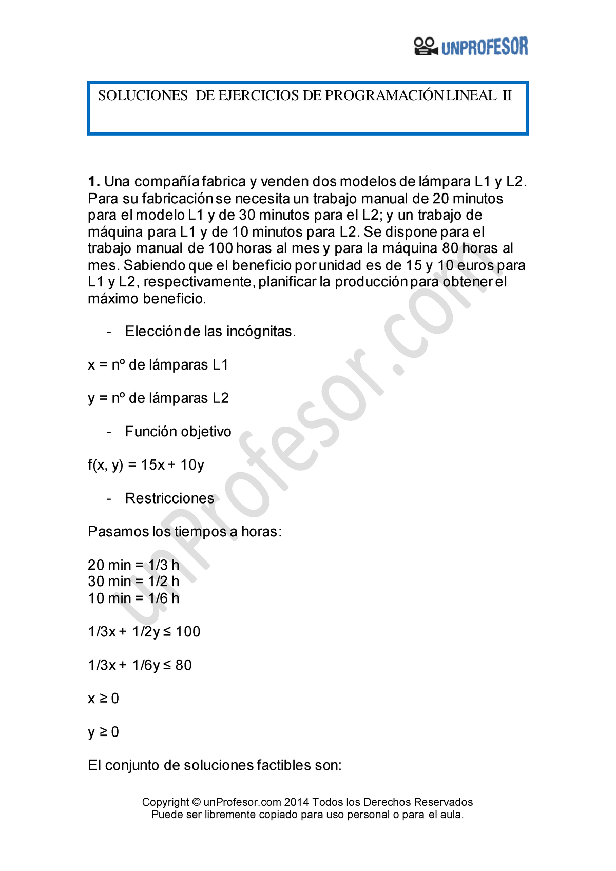 Solucion Ejercicios De Programacion Lineal Resueltos 2 842 - Copyright ...