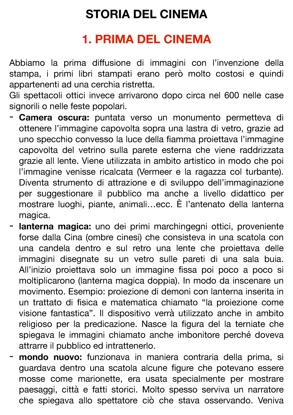 Storia Del Cinema - Appunti Di Lezione Schematizzati - STORIA DEL ...