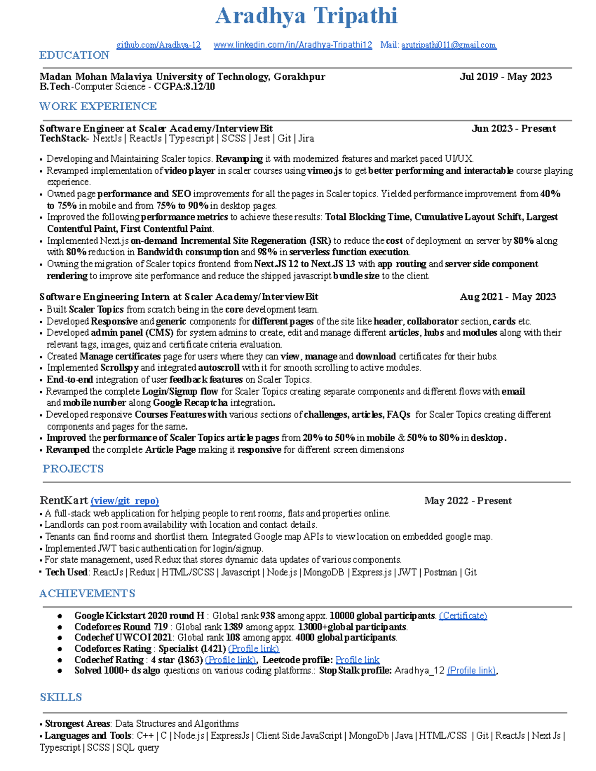 Aradhya Tripathi 2023 Resume - Aradhya Tripathi github/Aradhya-12 ...