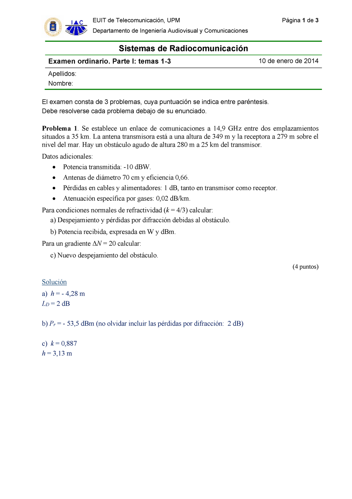 Final 10 Enero 2014, Preguntas Y Respuestas - EUIT De Telecomunicación ...