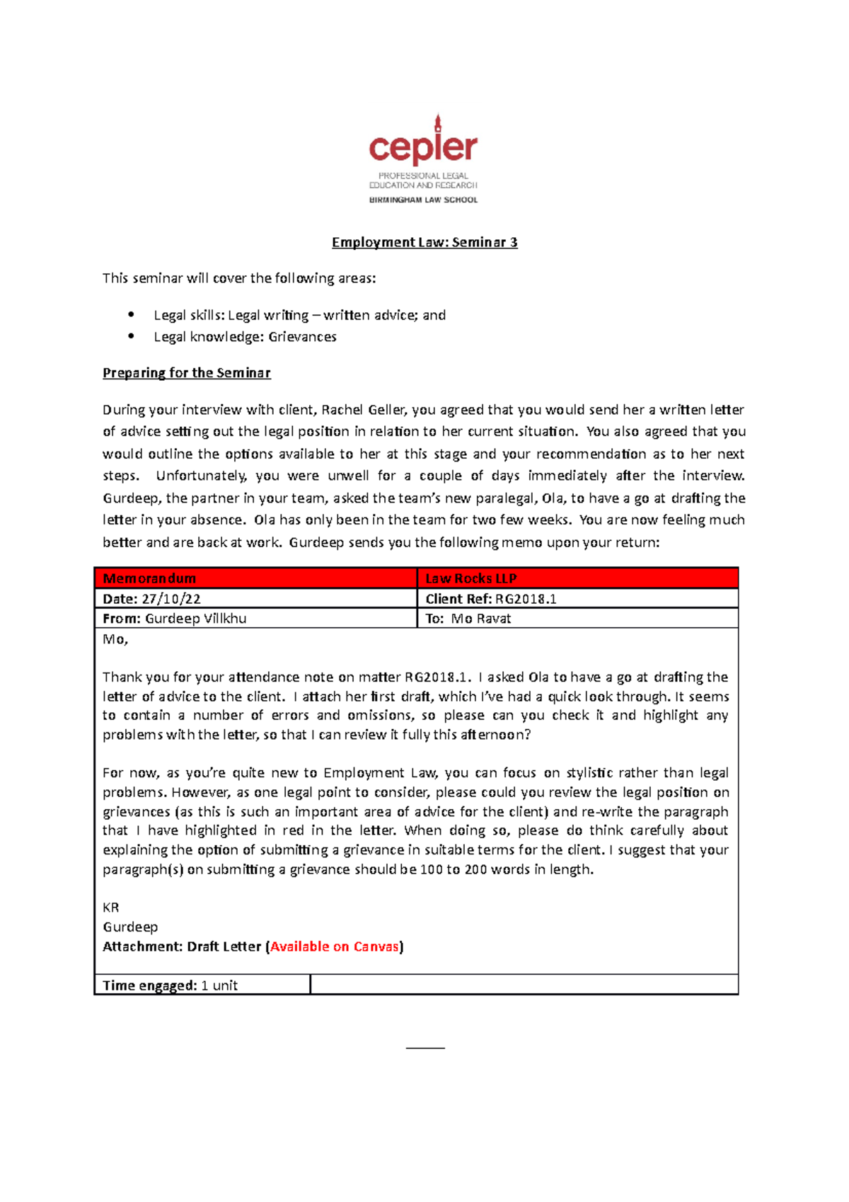 Seminar+3+Student+Instructions+2022 - Employment Law: Seminar 3 This ...