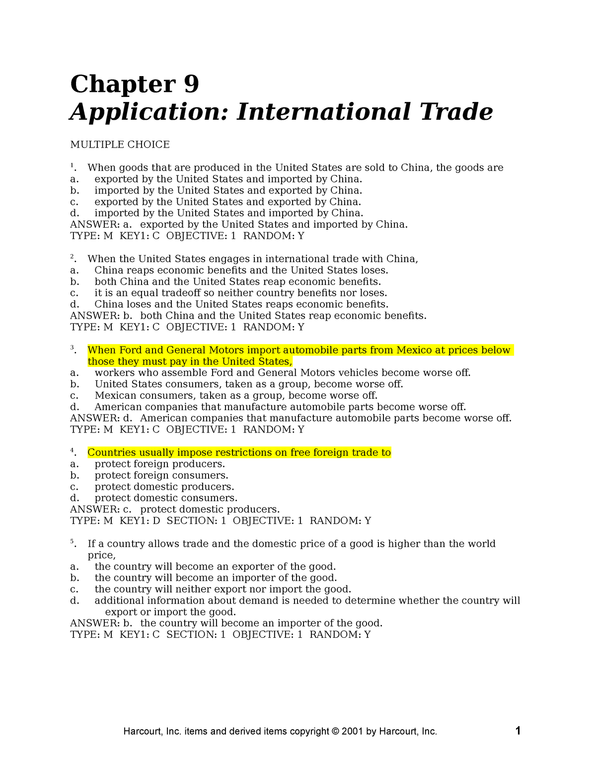 Chap09 - Test Bank - Chapter 9 Application: International Trade ...