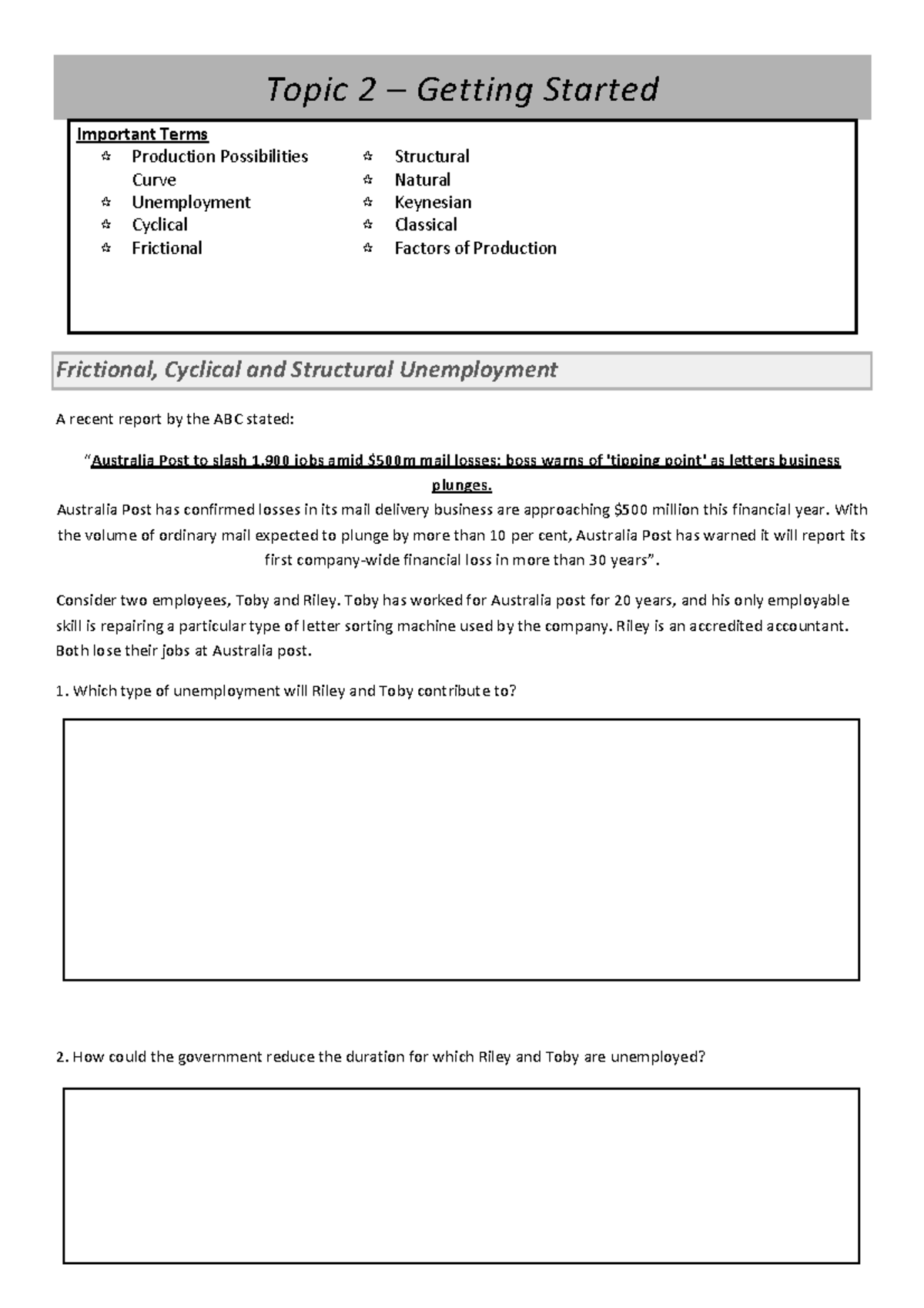 Practical - pass topic two workbook assignment - Topic 2 – Getting ...