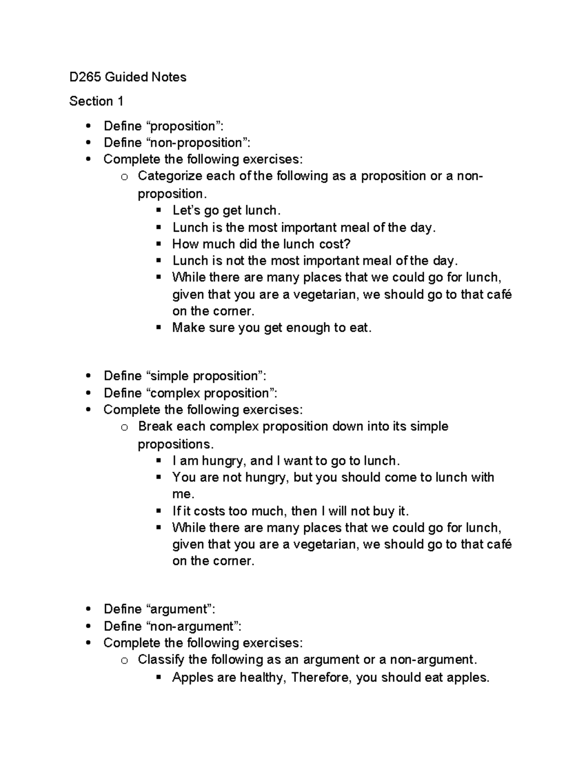 D265 Guided Notes - Guide - D265 Guided Notes Section 1 Define ...