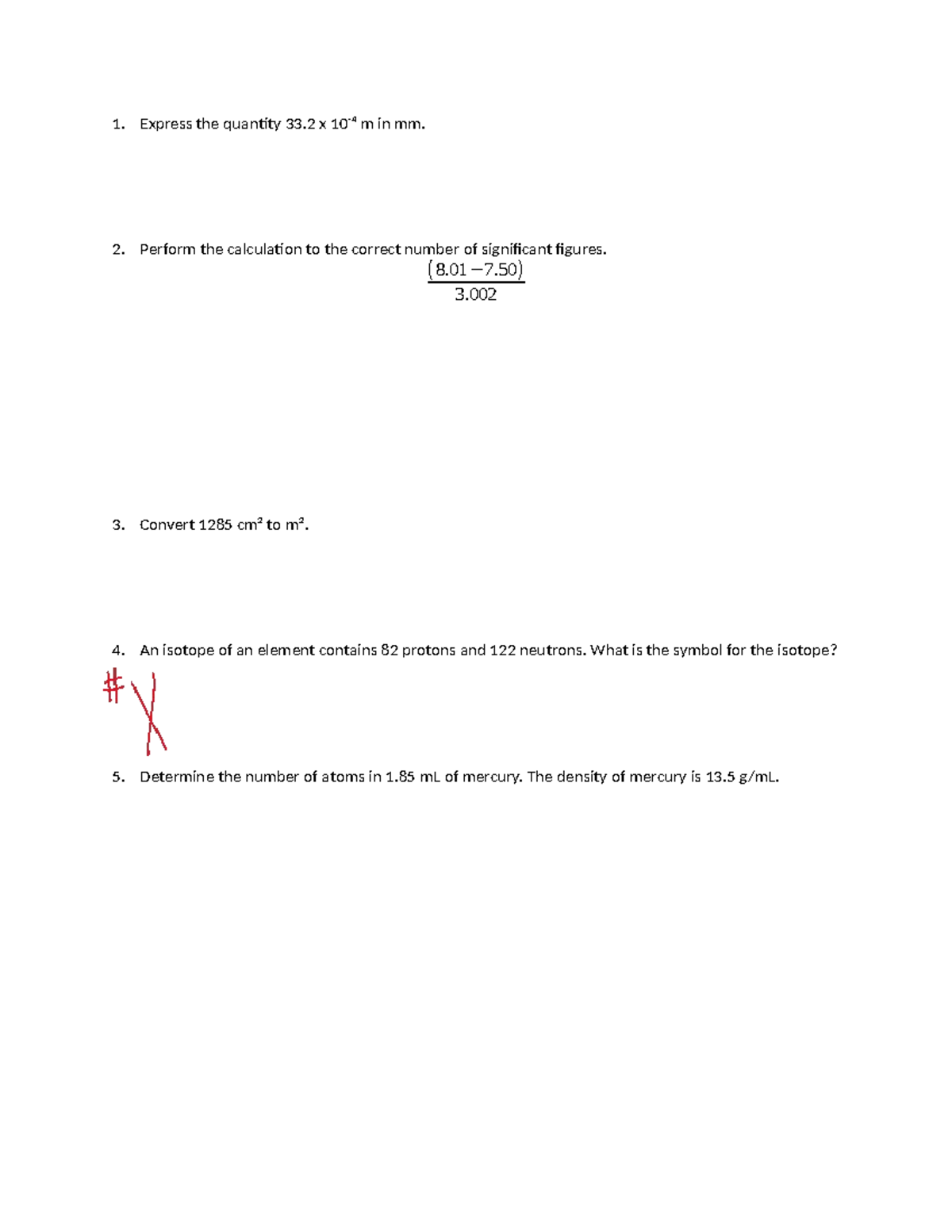 Final Exam Review Fall 2023 - 1. Express the quantity 33 x 10-4 m in mm ...