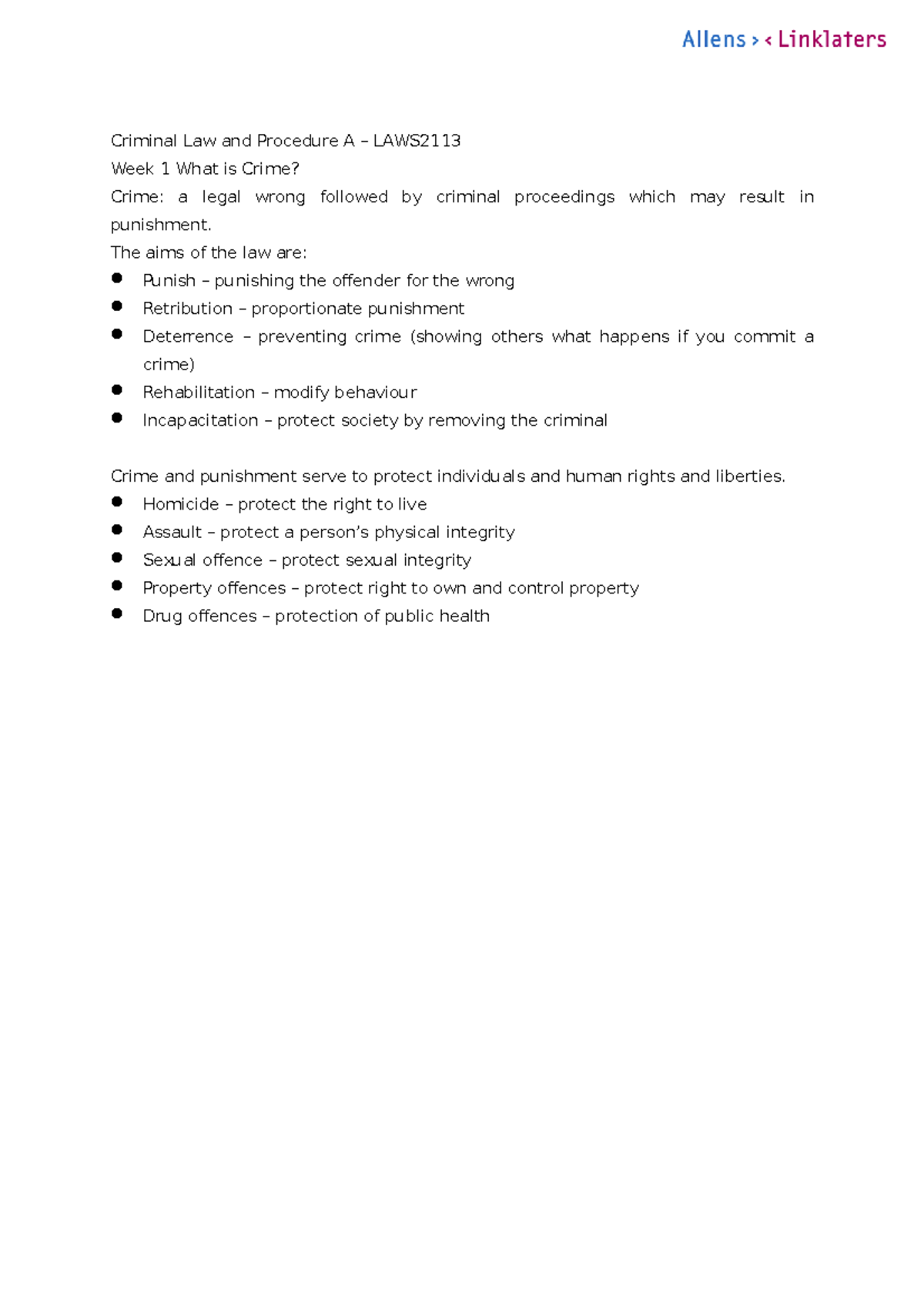 Crime 1 exam notes - Exam prep - Criminal Law and Procedure A ...