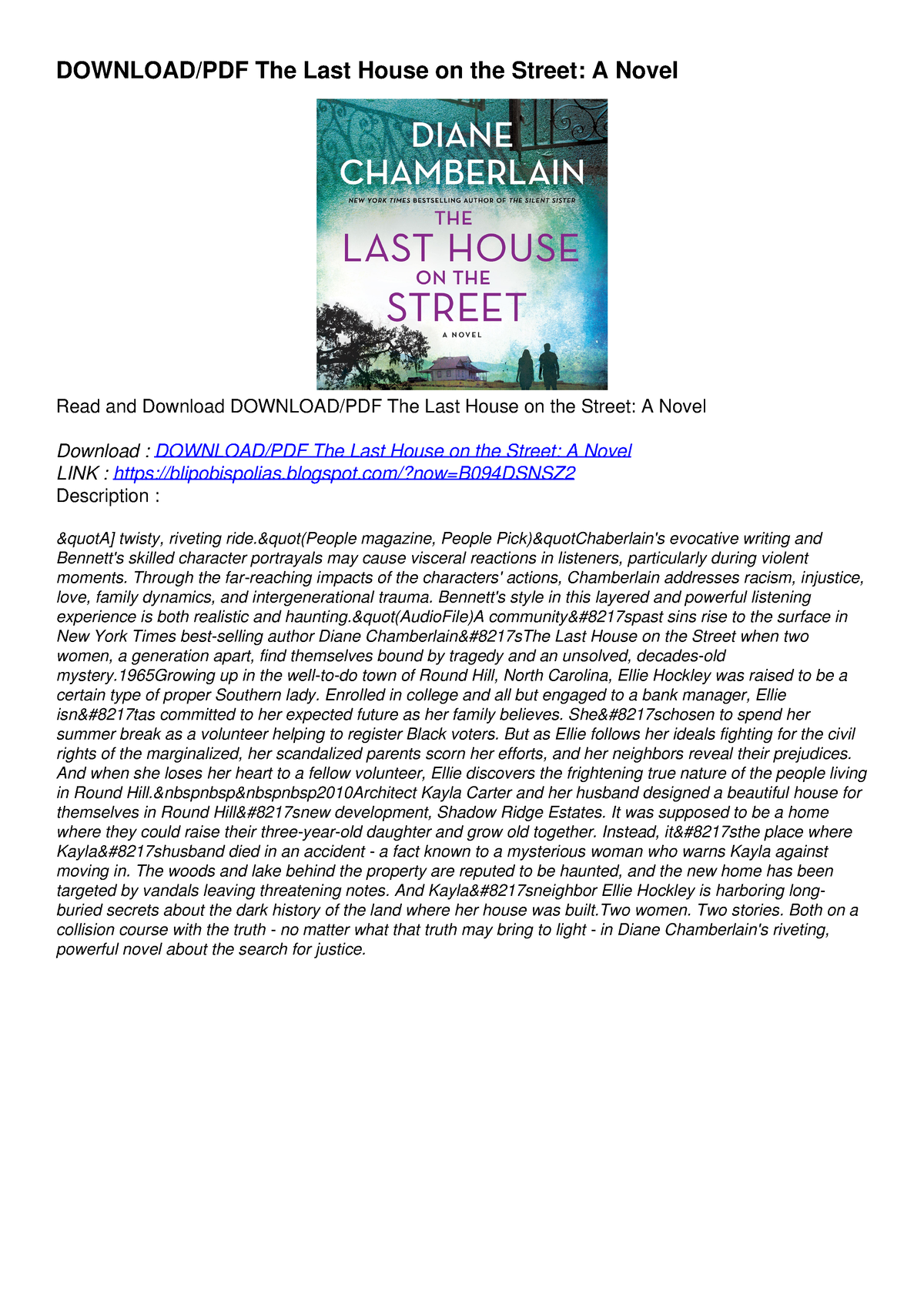 DOWNLOAD/PDF The Last House On The Street: A Novel - Blogspot/?now ...