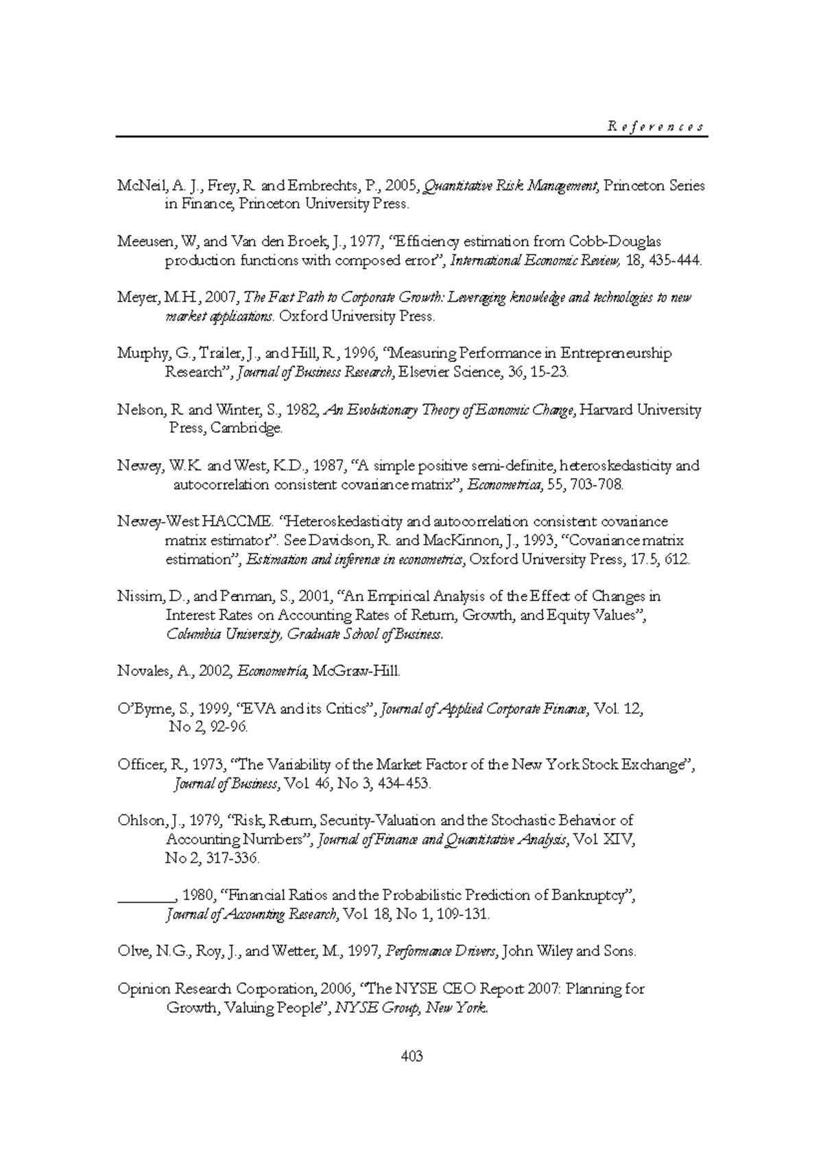 THE Determinants OF Company 33 - 403 R e f e r e n c e s McNeil, A. J ...