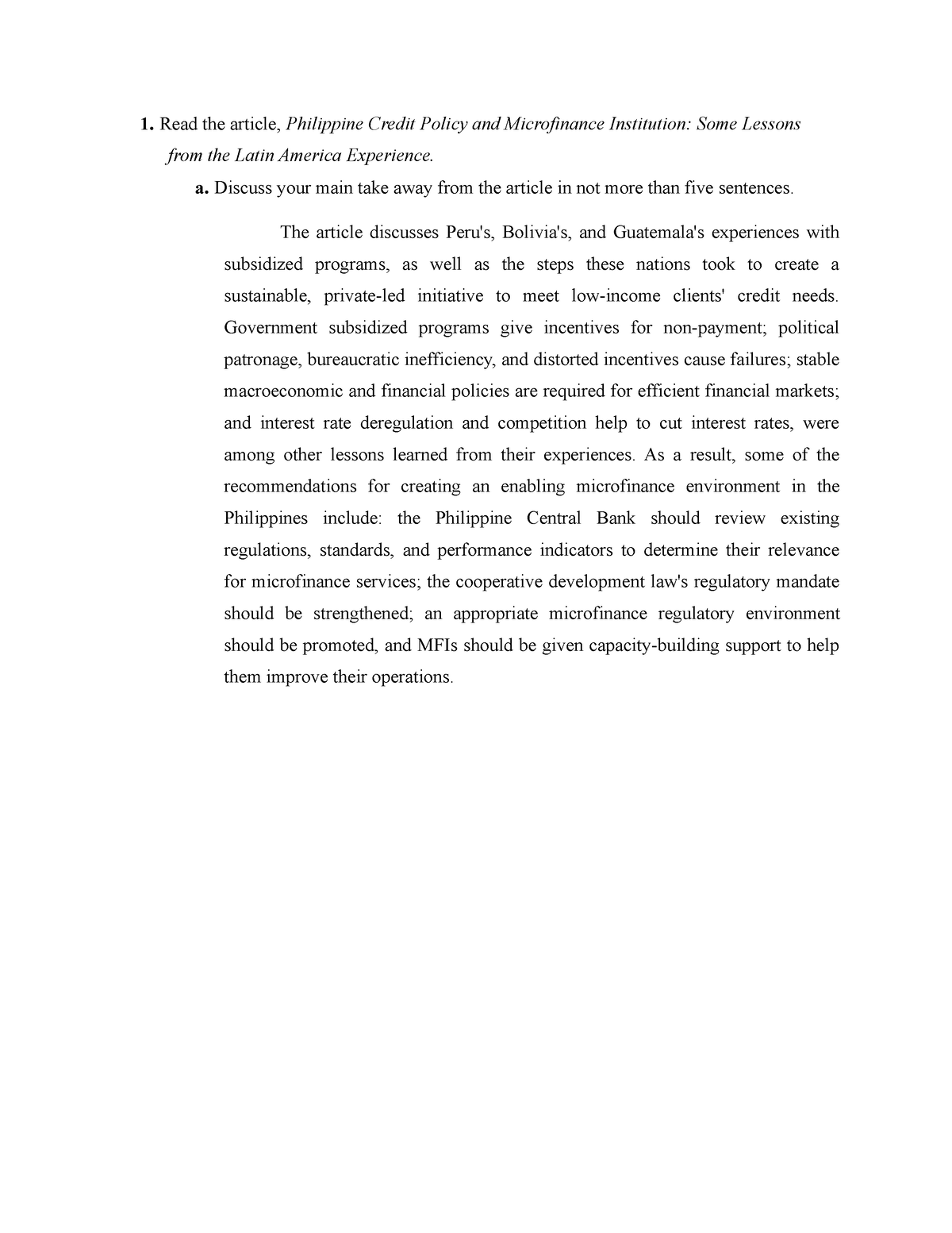 Credit And Collection Quiz 9 M3L3 1 Read The Article Philippine 