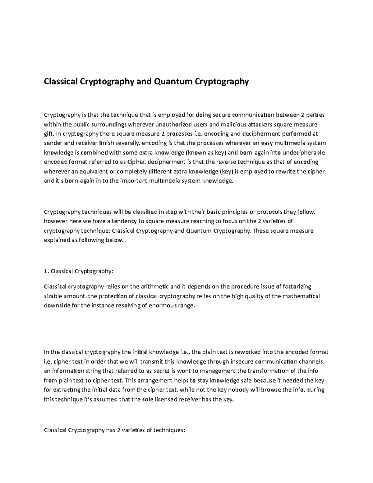 Classical Cryptography And Quantum Cryptography - Classical ...