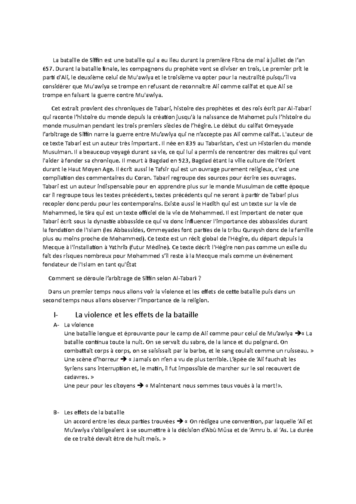 Dm arbritage de siffin La bataille de Siffin est une bataille qui a