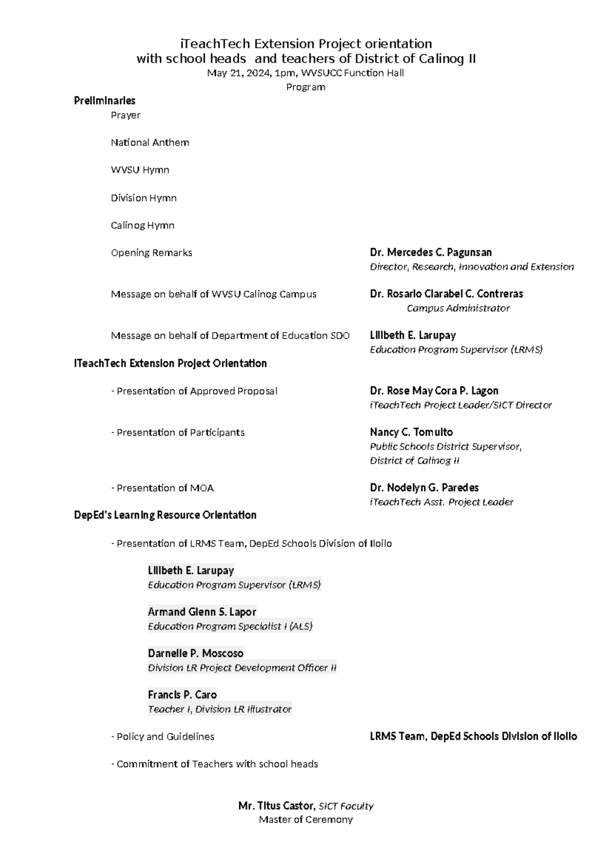 I Teach Tech Extension Project orientation program - iTeachTech ...
