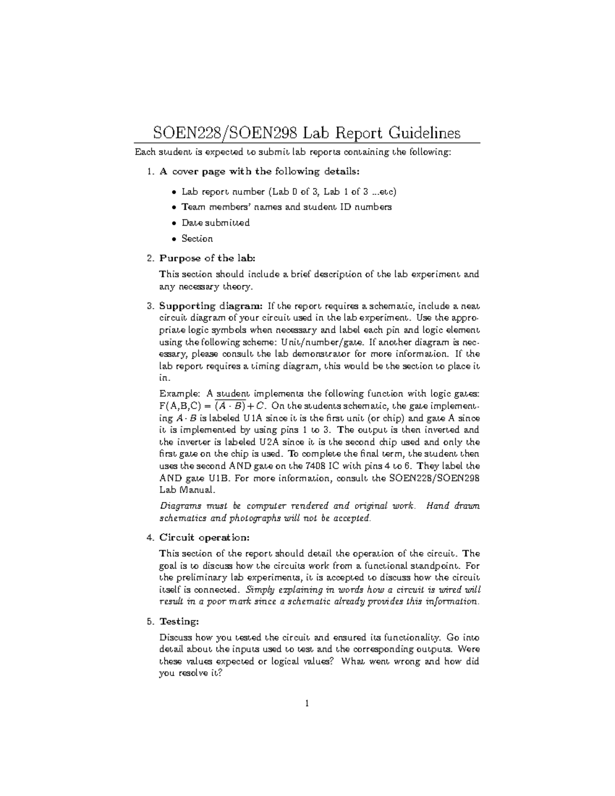Lab report guidelines - SOEN228/SOEN298 Lab Report Guidelines Each ...