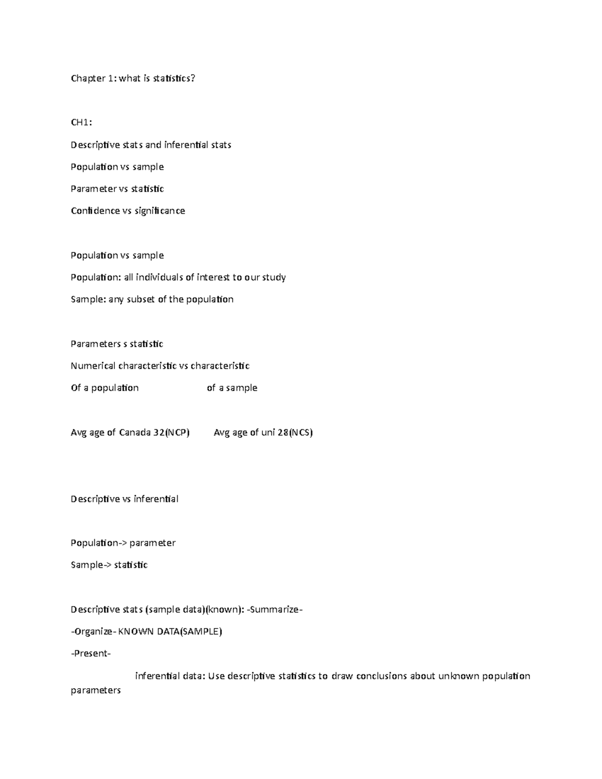 Chapter 1-3 stats doesnt suck notes - Chapter 1: what is statistics ...