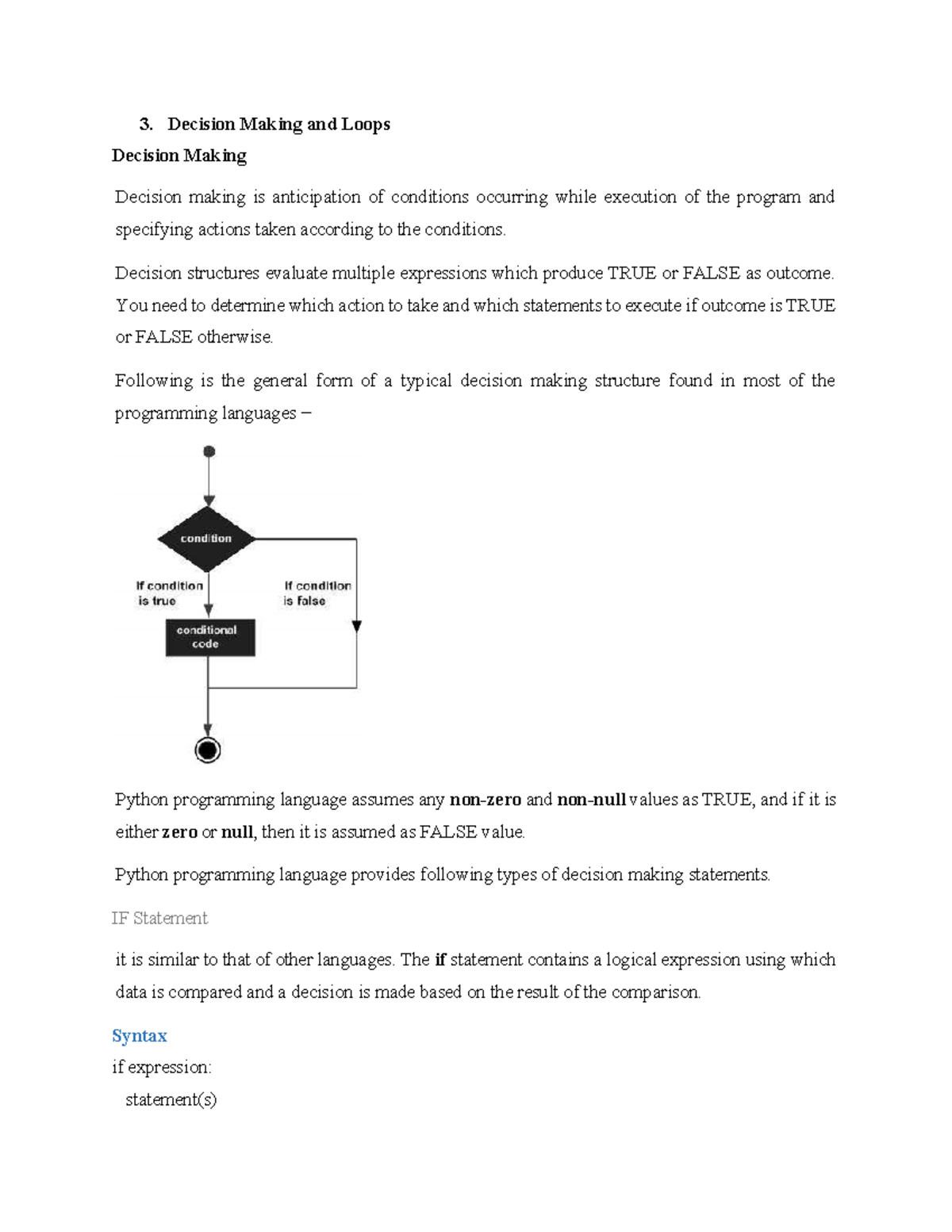 3 Decision Making and Loops - Decision Making and Loops Decision Making ...