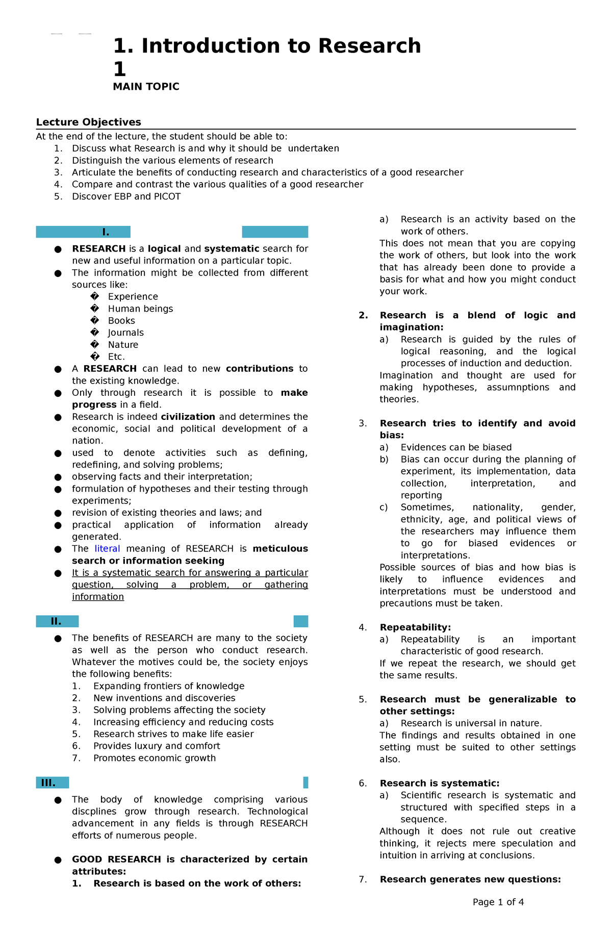 N1 - NURSING Notes on CHN - RESEARCH 1 LECTURE 1. Introduction to ...