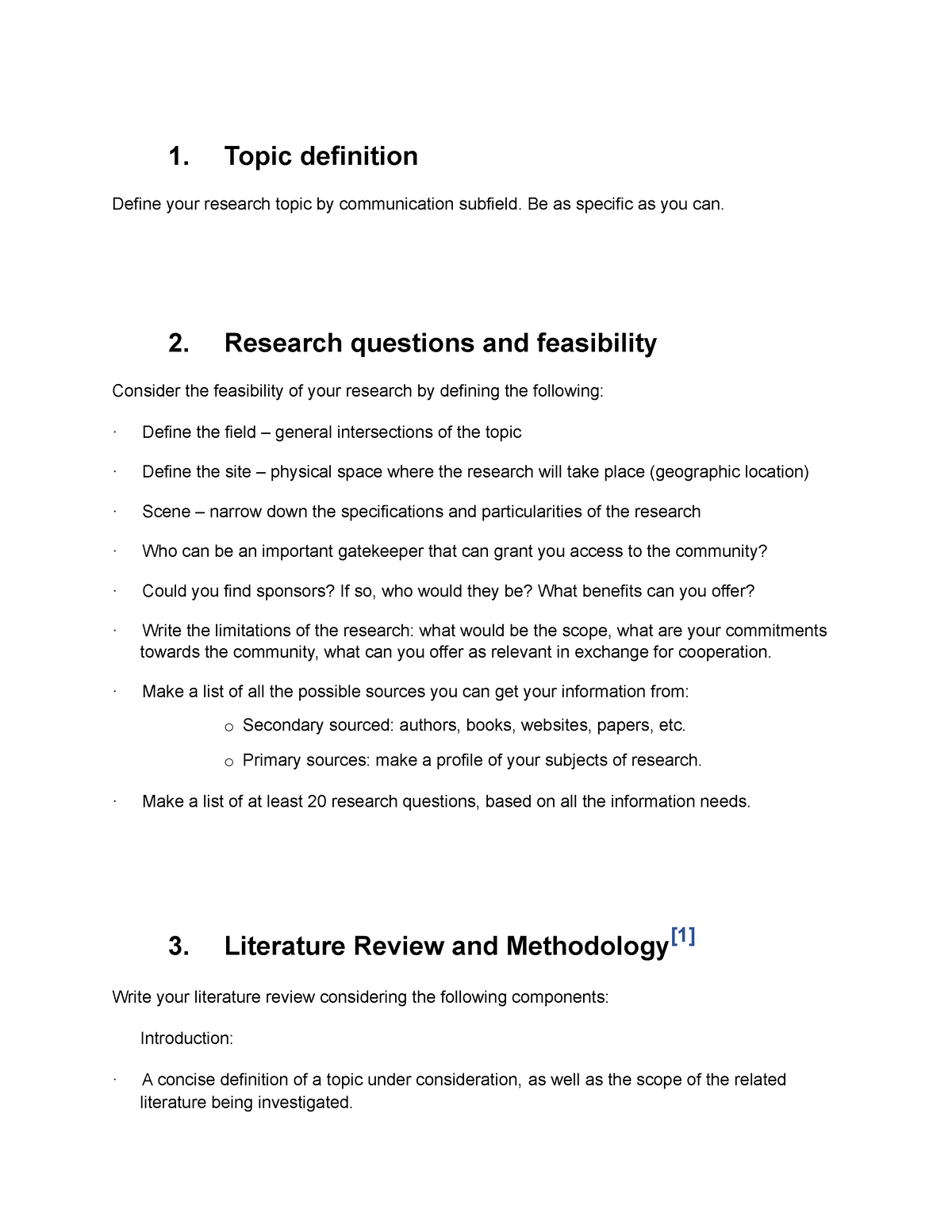 Proposal Comm Research Guideline - 1. Topic definition Define your ...