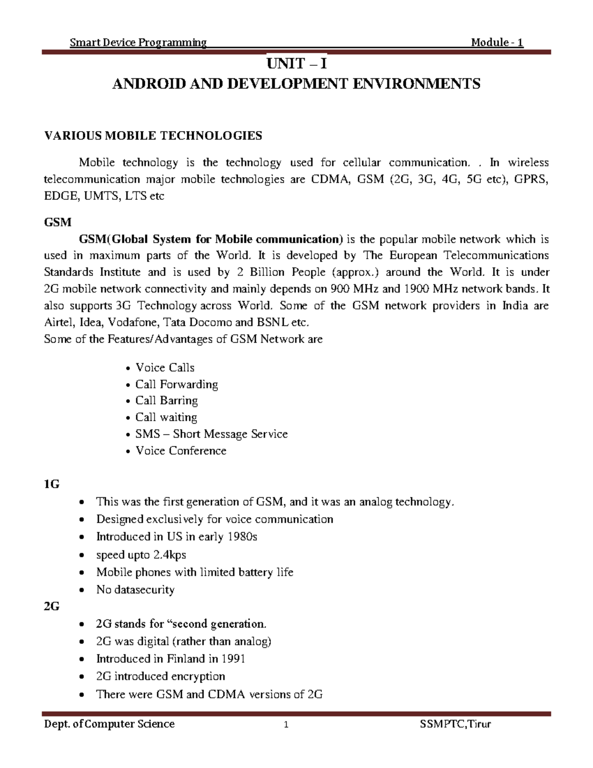 SDP mod1 - Hmm - UNIT – I ANDROID AND DEVELOPMENT ENVIRONMENTS VARIOUS ...
