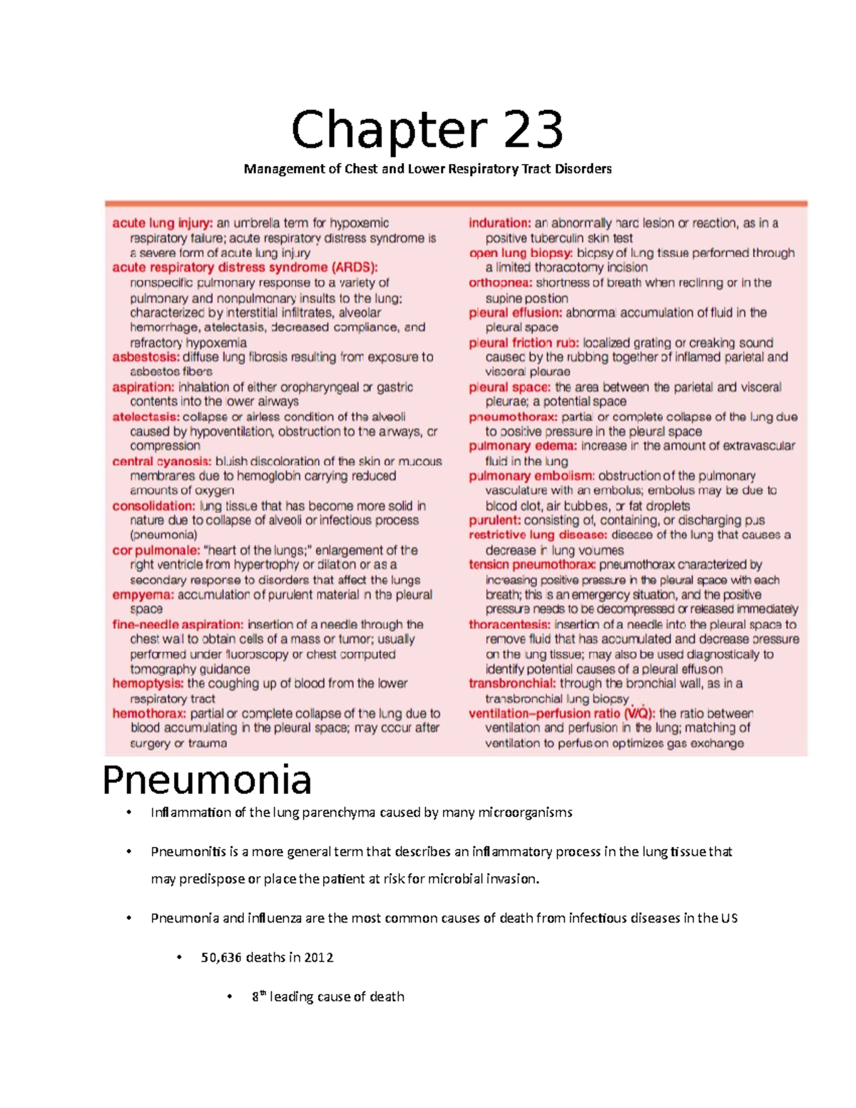 Med Surg Chapter 23 - Chapter 23 Management Of Chest And Lower ...