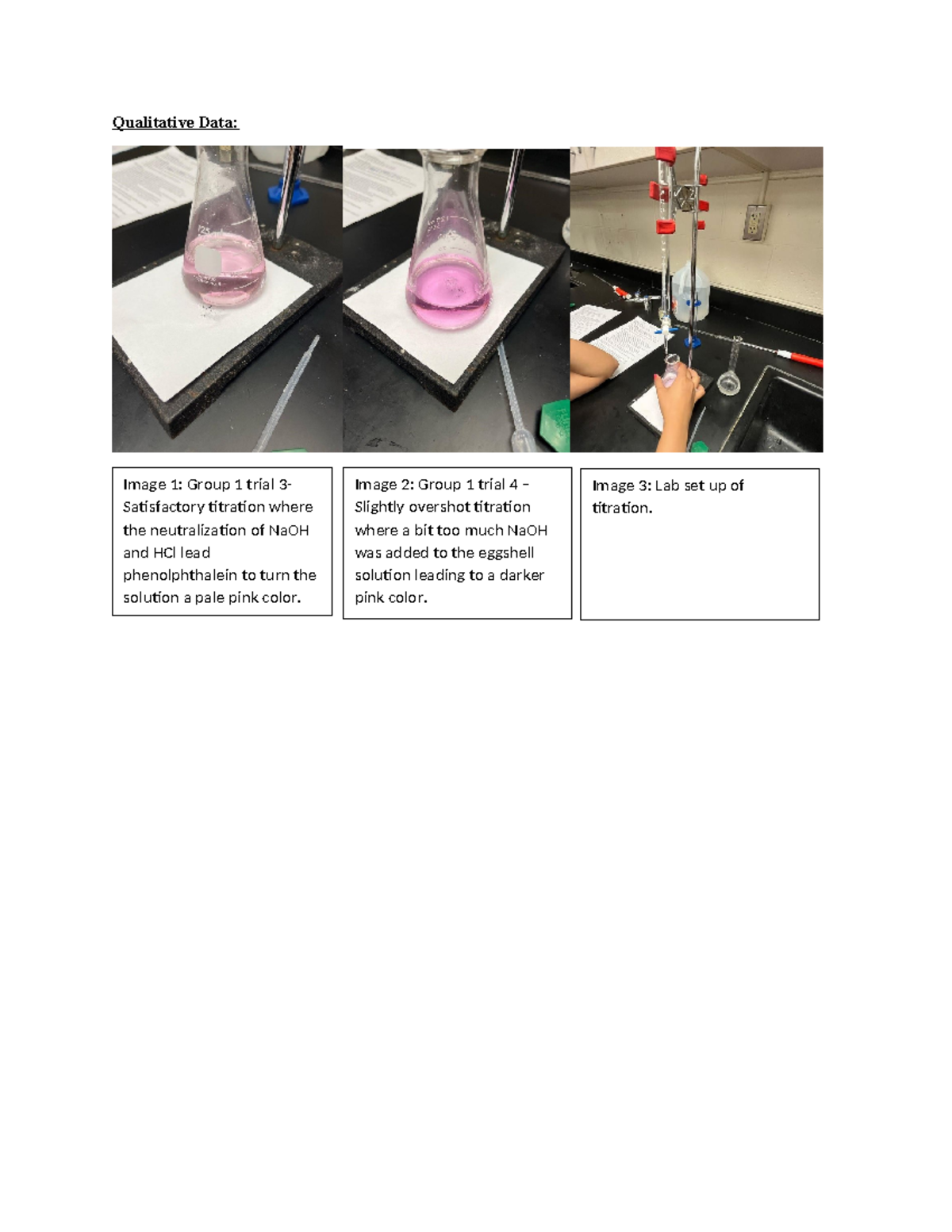 Eggshell lab report here Qualitative Data Image 1 Group 1 trial 3