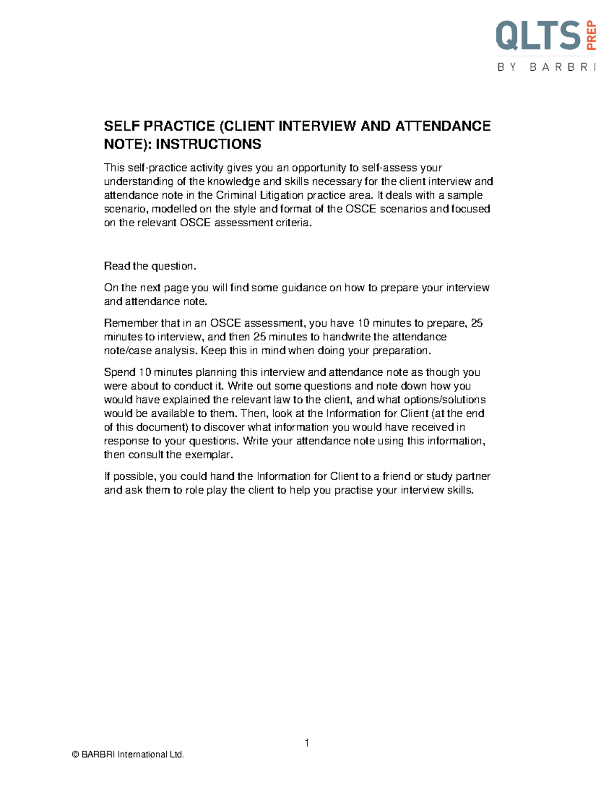 Attendance Note - 1 SELF PRACTICE (CLIENT INTERVIEW AND ATTENDANCE NOTE ...