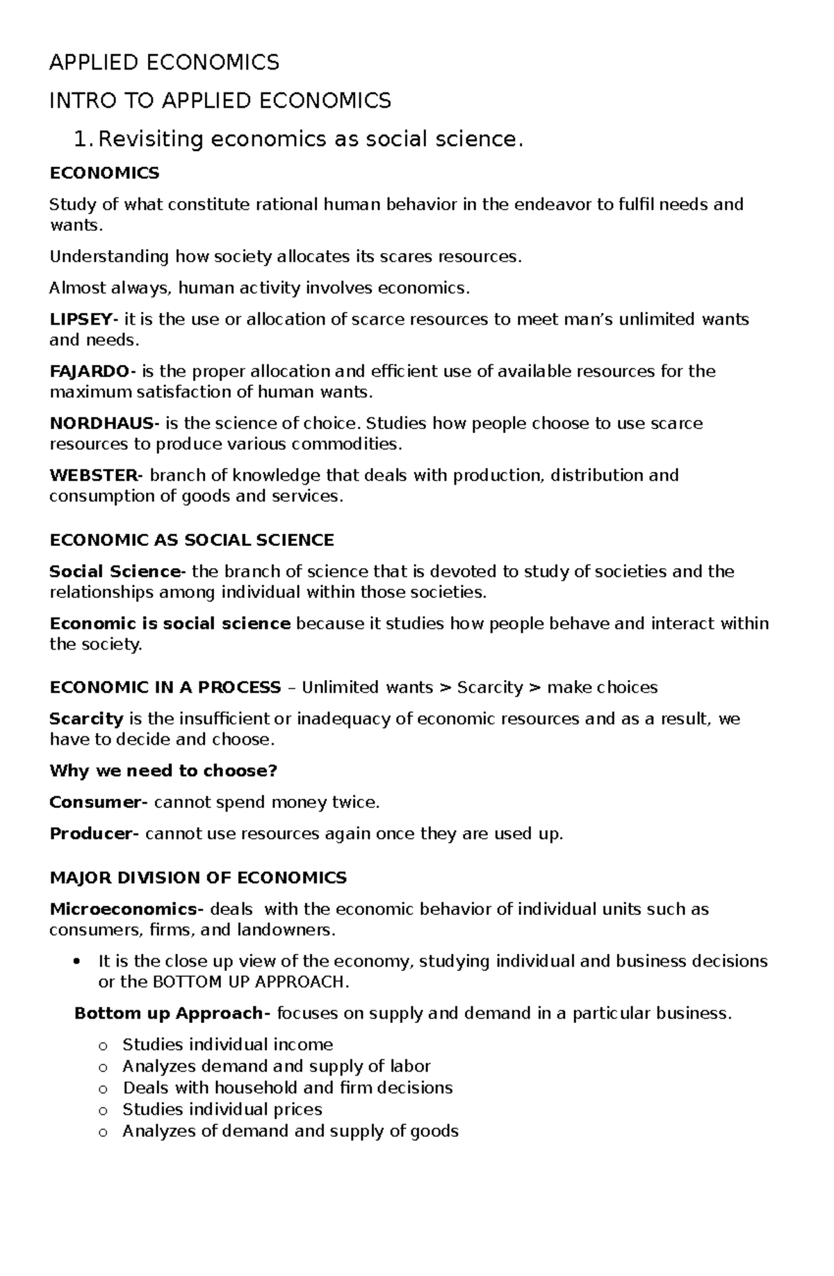 applied economics - APPLIED ECONOMICS INTRO TO APPLIED ECONOMICS 1 ...