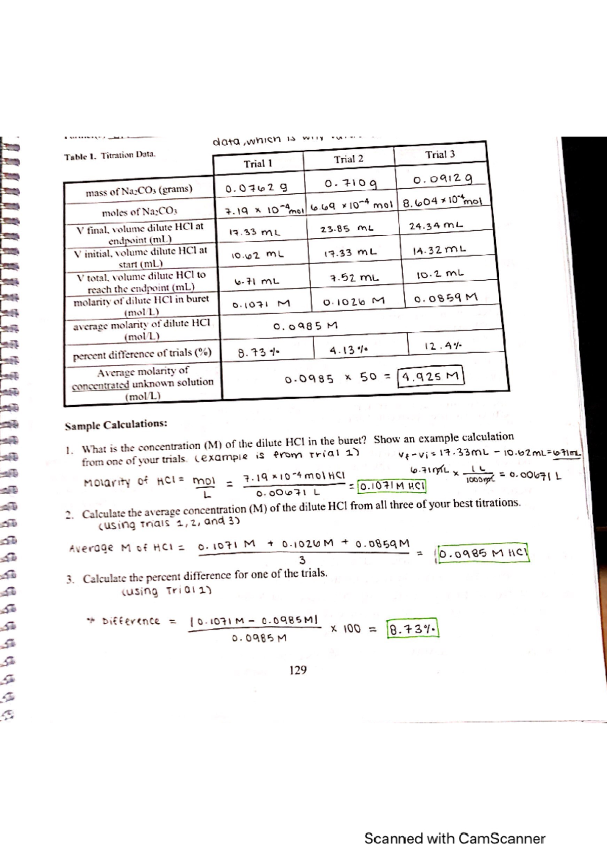 CHEM 1A ACID RAIN PART B LAB Report AND Lab notebook - B Mba eaawe ges ...