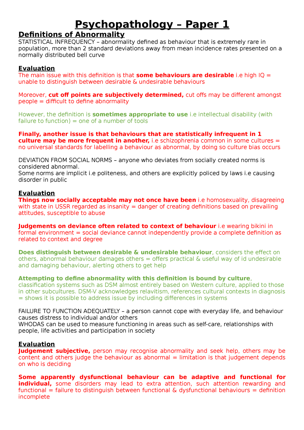 psychopathology-revision-notes-psychopathology-paper-1-definitions