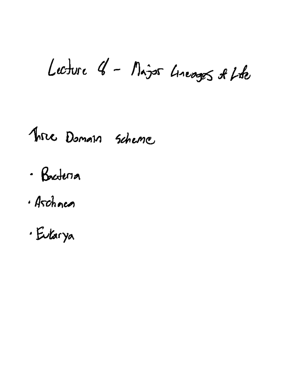 Lecture 8 Evolution Dr. Alastair Simpson Lecture 8 Major Lineages