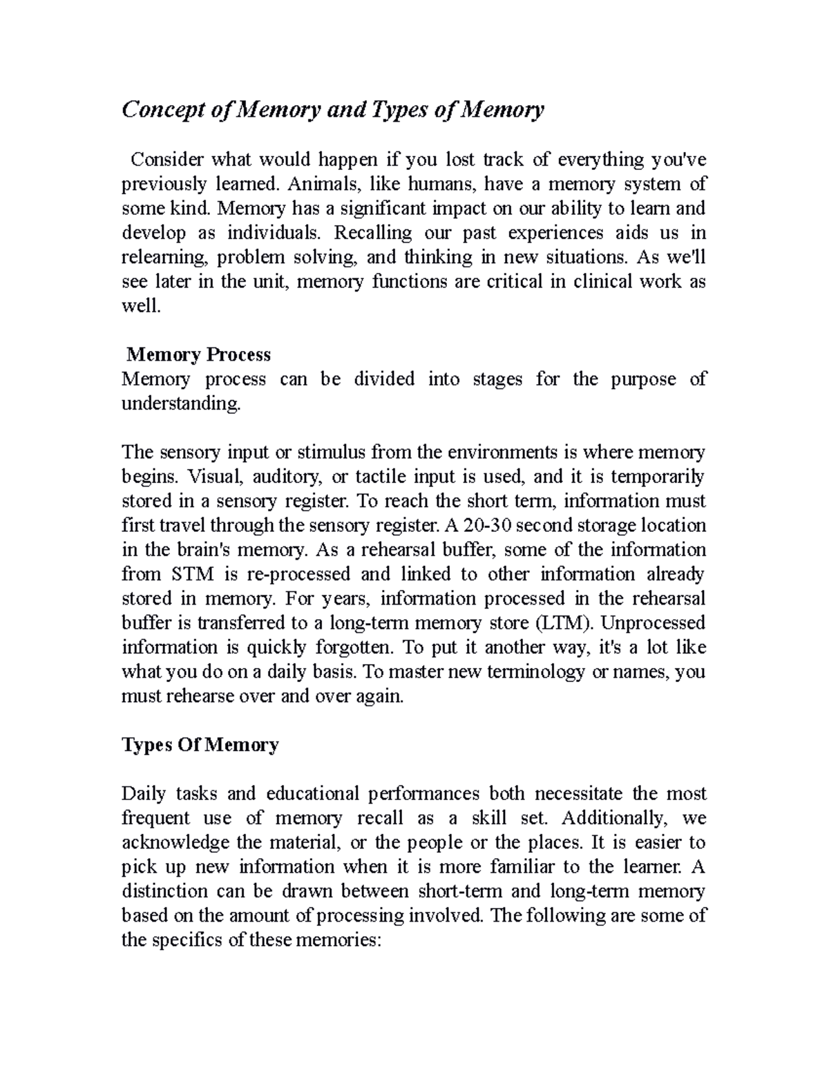 Concept Of Memory And Types Of Memory Concept Of Memory And Types Of Concept Of Memory And Types Of Memory Concept Of Memory And Types Of