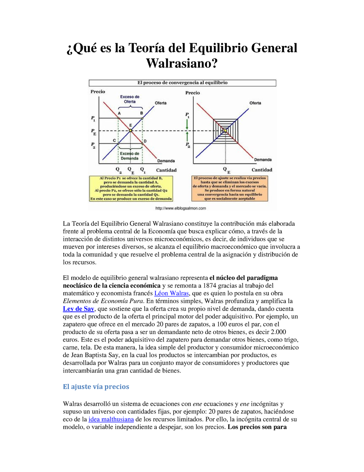 Que es la teoria del equilibrio Walrasiano? - ¿Qué es la Teoría del  Equilibrio General Walrasiano? - Studocu