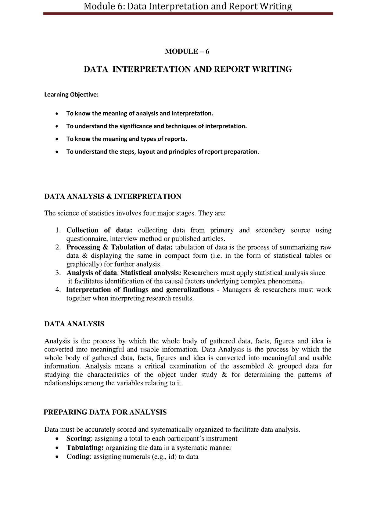 interpretation and report writing in research methodology