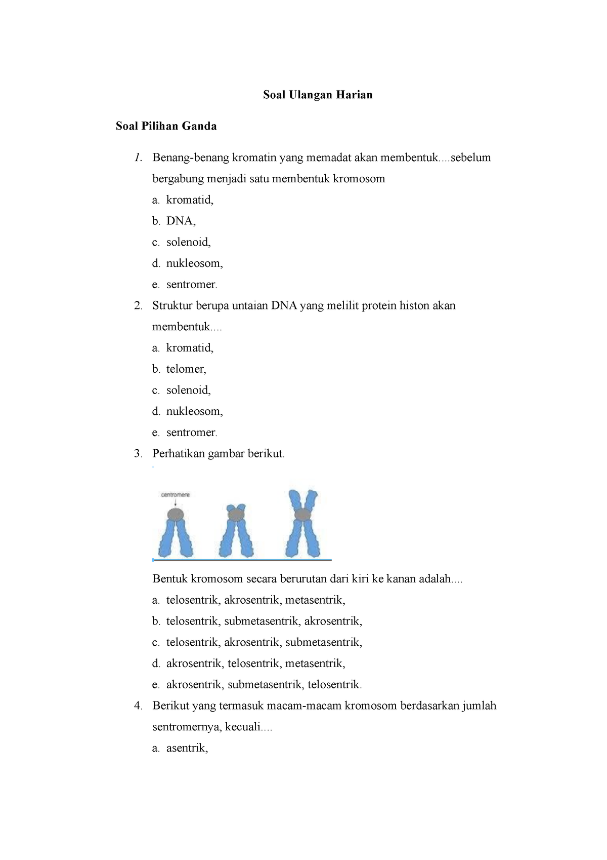 Instrumen Penilaian Dan Rubrik Substansi Genetika - Soal Ulangan Harian ...