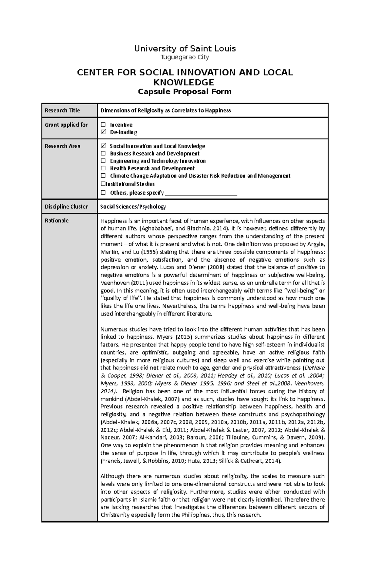 capsule research proposal example