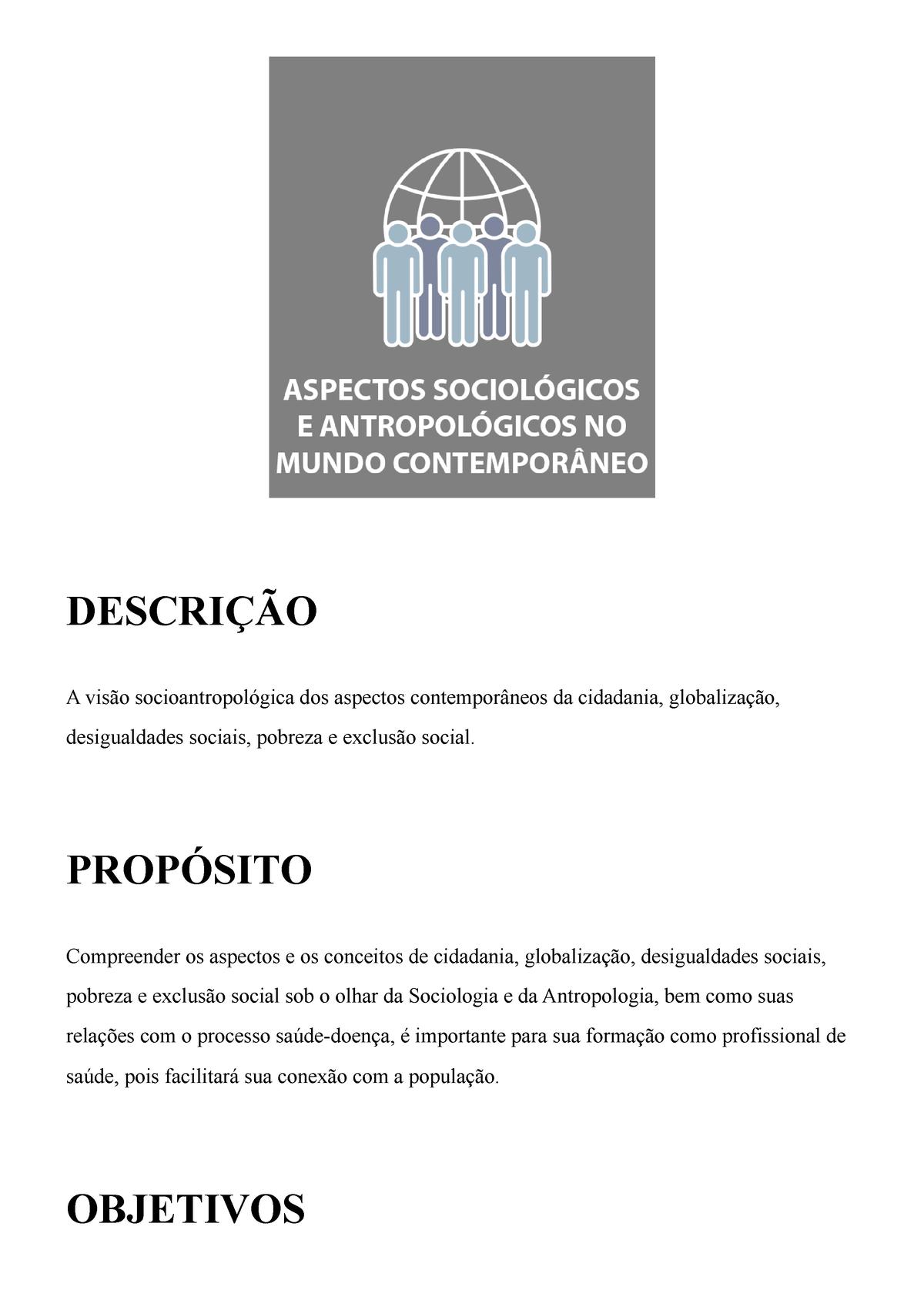 Antropologia Social Tema Aspectos Sociol Gicos E Antropol Gicos No Mundo Contempor Neo