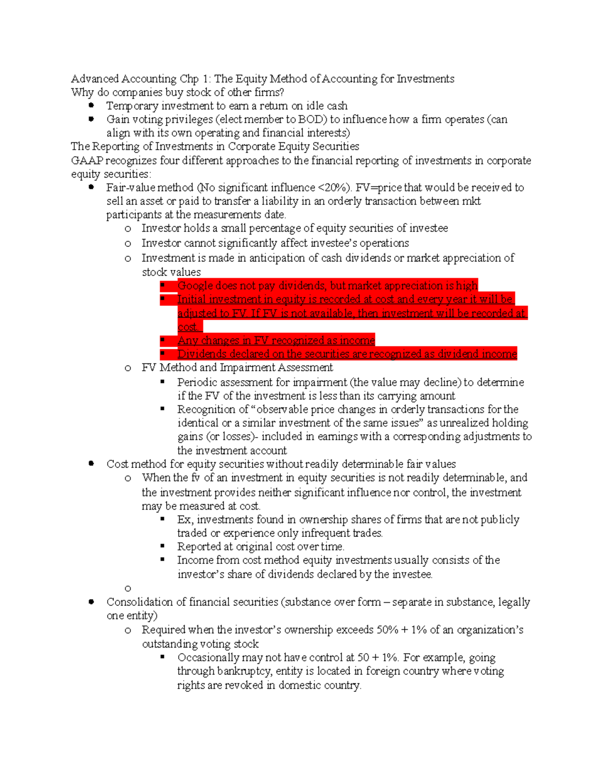 Advanced Accounting Chapter 1 Notes - Advanced Accounting Chp 1: The ...